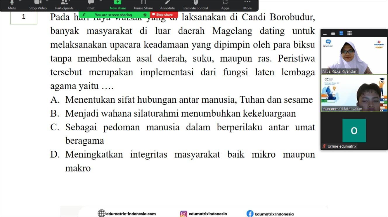 Sesi Belajar Online TKA Edumatrix